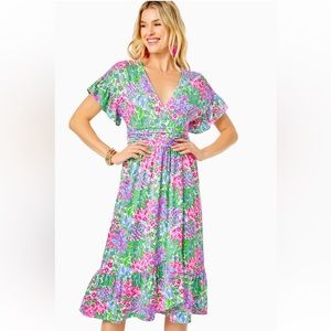 NWT - Lilly Pulitzer Juliet Ruffle Midi Dress - Size Large
